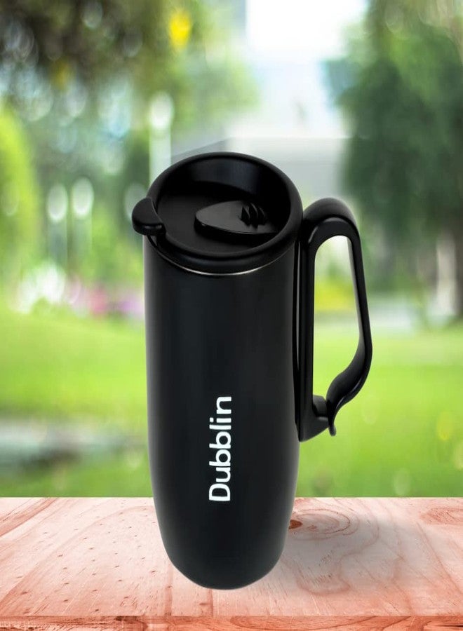 DUBBLIN Refresh Stainless Steel Unbreakable Tea Coffee Mug Double Wall with Handle and Lid, Wide Mouth Mug Keeps Beverages Hot & Cold 350 ML Black - Image 5